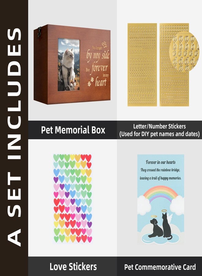 RINVEE Pet Urns for Cats or Dogs Ashes with Photo Frame, Wooden Memory Box for Keepsakes with Black Flannel as Lining, Cat Memorials Cremation Urns for Ashes(Brown Medium) - Image 3
